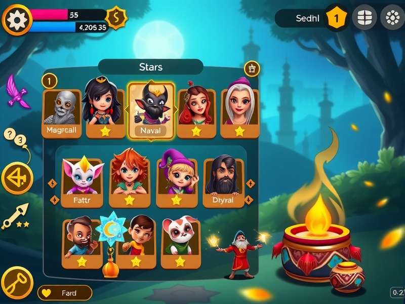 Malad Magicians character selection screen showing diverse magical beings